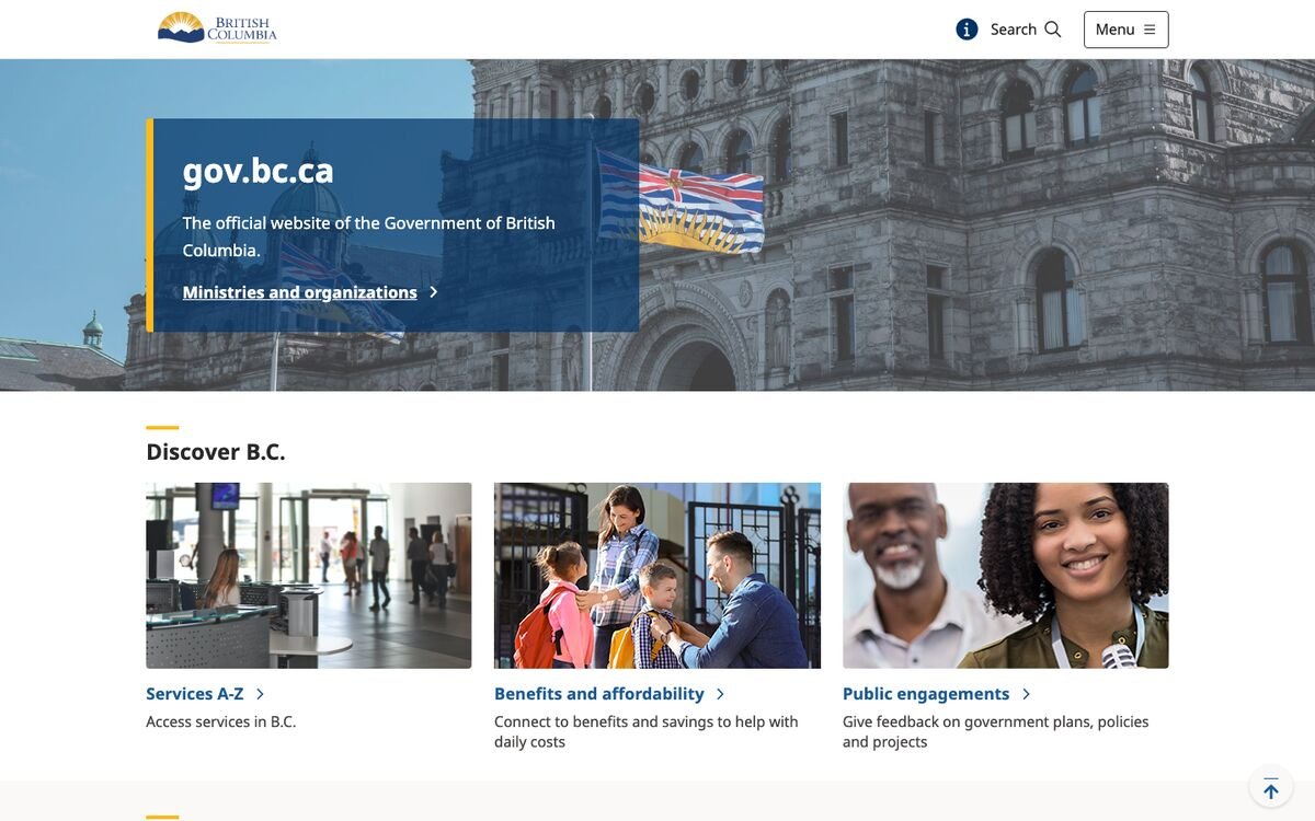 gov.bc.ca homepage
